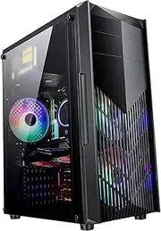Mid-Tower Computer Case ATX, Micro-ATX, Mini-ITX, Mid-Tower Gaming PC Case Tempered Glass Side Panel, Supports Radiators Up to 160mm Supports Water Cooling