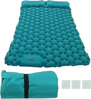 Ergonomic Foot Operated Inflating Sleeping Pad, Leakproof and Sturdy for Camping and Office Use, Comes with Storage Bag and Inflatable Pillow (Peacock Blue)