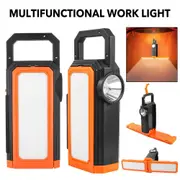 Portable Rechargeable Solar Led Work Light Inspection Hand Torch Flashlight Hook