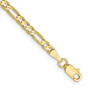 8 Inch 10K 3mm Flat Figaro Chain
