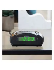 [Lenoxx] Alarm Clock & Radio with Green LED Time Numbering in Black