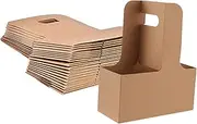 LeoLeozz 20 Pieces Drink Carrier with Handle to Go Coffee Cup Holder for Hot or Cold Drinks Cup Carriers for Smoothies Bubble Tea (Brown)
