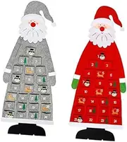 OHPHCALL Advent Calendar for Kids Santa Advent Calendar Makeup Advent Calendar Countdown to Christmas Fabric Christmas Calendar Christmas Decorations Ornaments Child Red Hanging