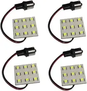 HQRP 4-Pack BA15s Bayonet Base 9 LEDs SMD 5050 LED Bulb Cool White for #93, #1093 Bargman 30-78-533 Casita RV Porch Bath Lights Replacement + HQRP UV Meter