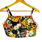 Aerie Offline Blurry Floral Sports Bra Multi Color Size Medium NWT