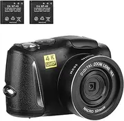 4K/60FPS 48MP High Resolution Digital Camera Multifunctional Portable 16X Digital Video Camcorder with 3.2 Inch IPS Screen Type-C Charging for Portrait Video Recording Black One Size
