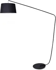 [Sarantino] Metal Arc Floor Lamp in Black Finish with Linen Taper Shade
