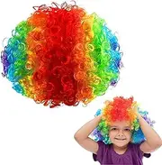 XMANX Colorful Clown Costume Wig, Multicolored Afro Clown Wig Costume Accessories for Adult Halloween Clown Cosplay Props