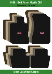 Lloyd Luxe Front & Rear Carpet Mats for '59-63 Aston Martin DB4 w/British Flag
