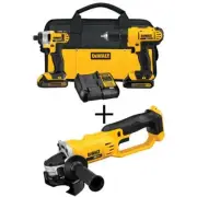 DEWALT Power Tool Combo Kits 4.5-5" Cordless Drill/Driver W/ Angle Grinder
