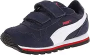 [PUMA] Boys' St Runner Nl V Infant Running Shoe, Peacoat White/High Risk Red, US 4