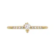 0.12 Ctw Round Cut Simulated Diamond Dainty Minimalist Light Everyday Gold Ring