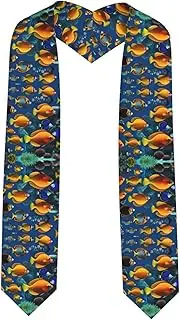[SKKNT] The Underwater World Tropical Fish Print Graduation Shawl Stole For Academic Commencements Honor Sash Congratulations Gift