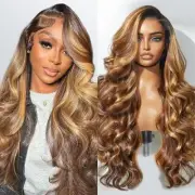 210% Density 13x6 Highlight Ombre Full Lace Frontal Wigs Human Hair 12A Body ...