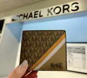 Michael Kors Rivington Striped Logo Billfold Wallet With Coin Pouch