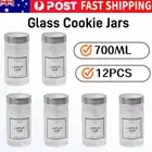 12PCS 700ML Glass Cookie Jars Kitchen Food Candy Spice Biscuit Storage Container