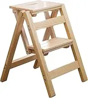 Natural Wooden 2 Step Ladder Stool for Kids & Adults - Foldable Foot Stool Suitable for Kitchen Sink/Bath Stool/Bathroom Sink Assistance/Office Stool (Color : C)