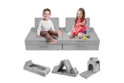 Modular Kids Sofa Set Play Couch 8pcs Convertible Lounge Chair Comfy Cushion Folding Sectional Toddler Bed Ball Pit Activity Playroom Storage