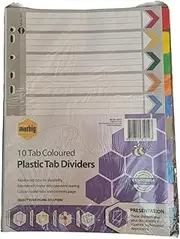 Marbig 10 Tab A4 Coloured Plastic Tab Dividers