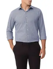 [Van Heusen] 1 Collar Houndstooth Slim Long Sleeve Shirt in Midnight