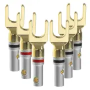 6 Pcs Audio Accessories Speaker Forks Cable Connector Banana Plugs with