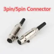2PCS HiFi Audio 3/5PIN Connectors Mini XLR Plugs Female Adapter for Microphon~~