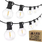 100Ft 2-Pack Outdoor G40 LED Globe String Lights with 52 Bulbs