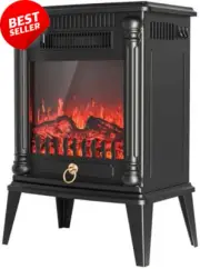 Lenoxx Electric Log Fireplace Heater 2000W Freestanding Flame Effect Black