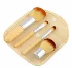 4Pc Bamboo Brush Kit Mineral Makeup Set Bare Skin Sheer Blush Natural Face Eyes
