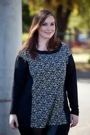 Printed Lace L/S Jersey Tunic--NOU-72923A