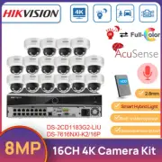 Hikvision 16CH 8MP Smart Hybrid Light Dome ColorVu Security Camera System Audio