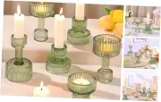 Candlestick Holders Bulk, 6 Pcs Green Combination Candle Holders Set, Crystal