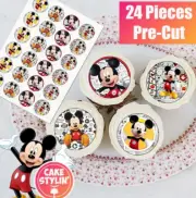 24 x MICKEY MOUSE DISNEY Edible Cupcake Toppers Rice Wafer Paper Cake PRE-CUT