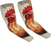 [FHEDVBN] Animal Art Chicken Painting Arm Sleeves Compression Arm Covers for Men Women Outdoor Sun Sleeves Cooling Sports Sleeve, Black