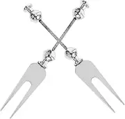 GLEAVI Multipurpose Mini Forks Beads Stainless Steel Salad Forks for Appetizers Fruits Desserts for Picnics