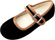 [Bimbobimba] Girls Dress Casual Shoes Velvet Mary Jane Flats Adorned with Color Linings, Cute Kitty and Sparkling Hearts for Little Kid Toddler