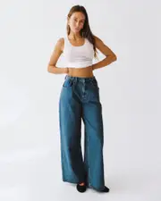 Signature Wide Leg Relaxed Denim Jeans