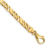 Solid 14K Yellow Gold 22 inch 6.7mm Hand Polished Fancy Link with Fancy Lobster Clasp Chain Necklace