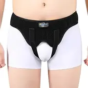 Tenbon Hernia Belt for Men and Women Flexible Adjustable Inguinal Groin Hernia Belt Support Truss Pain Relief Recovery Strap with 2 Removable Compression Pads Comfortable Material (XL, Black)
