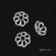 6 Sterling Silver Filigree Flower Bead Cap 7mm #97888