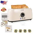Classic White 4-Slice Toaster - Countdown Timer & Brushed Stainless Finish