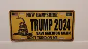 NEW HAMPSHIRE DON'T TREAD ON ME TRUMP 2024 S.A.A. METAL AUTO TAG PLATE CUSTOM