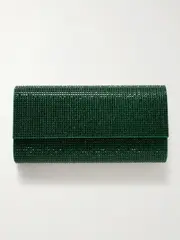 [Judith Leiber Couture] Judith Leiber Couture - Perry Crystal-embellished Satin Clutch - Emerald - One size One size Green