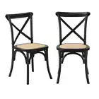 Oikiture Set of 2 Dining Chair with Crossback Timber Black