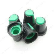 100x Black Green Potentiometer Rotary Knob Plastic Cap for 6mm Knurled Shaft