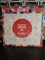 2025 Wall Calendar 12 Month Geometric Shapes Calendar Spiral Binding NEW