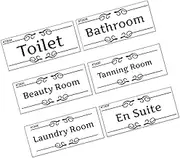 DOITOOL 6Pcs Bathroom Door Signs Toilet Decal Stickers for Home Restroom and Laundry Decor Versatile Adhesive Stickers for Long Lasting Use