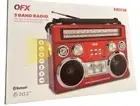 QFX Radio Bluetooth Retro AM & FM SW R-333BT RED with Flashlight & Flood Light