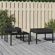 Garden Footstools with Grey Cushions 2 pcs 60x60x35 cm Steel