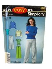 Simplicity Sewing Pattern 4023 Pants Shirt Top Misses Size 8-18